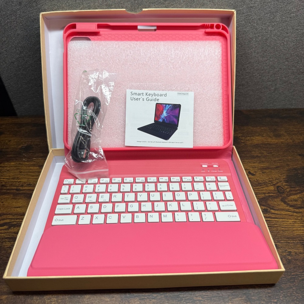 HOTLIFE iPad Air 5th 4th Gen Case with Keyboard 10.9 inch 2022 2020 Pink Folio